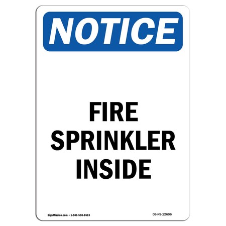 Signmission OSHA Notice Sign, Fire Standpipe Inside, 14in X 10in Rigid Plastic, 10" W, 14" L, Portrait OS-NS-P-1014-V-12696